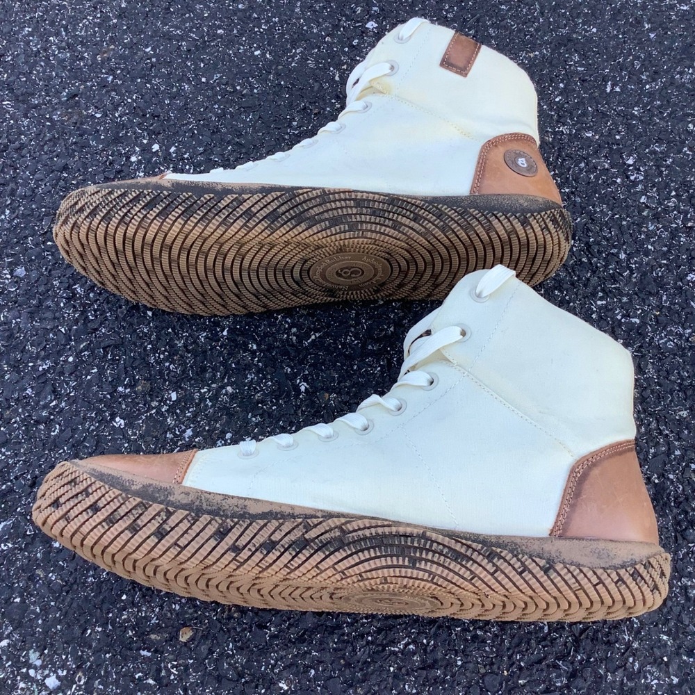 Hybrid Green Label The Wolsey Mens 12 High Top Sneakers Cream Tan HGL3020